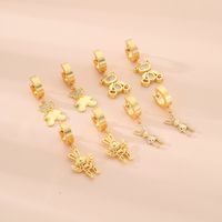 1 Pair Simple Style Rabbit Bear Plating Inlay 304 Stainless Steel Copper Zircon K Gold Plated Drop Earrings main image 1