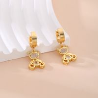 1 Pair Simple Style Rabbit Bear Plating Inlay 304 Stainless Steel Copper Zircon K Gold Plated Drop Earrings main image 4