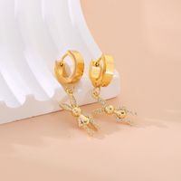 1 Pair Simple Style Rabbit Bear Plating Inlay 304 Stainless Steel Copper Zircon K Gold Plated Drop Earrings main image 3