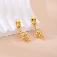1 Pair Simple Style Rabbit Bear Plating Inlay 304 Stainless Steel Copper Zircon K Gold Plated Drop Earrings main image 5