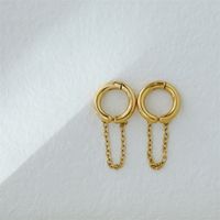 1 Pair Retro Simple Style Solid Color Chain Stainless Steel Ear Cuffs main image 4