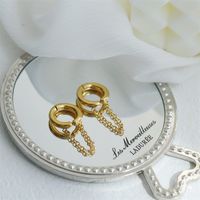 1 Pair Retro Simple Style Solid Color Chain Stainless Steel Ear Cuffs main image 2