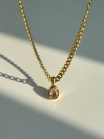 Ig Style Simple Style Oval Stainless Steel Plating Inlay Zircon 18k Gold Plated Pendant Necklace Long Necklace main image 4