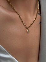 Ig Style Simple Style Oval Stainless Steel Plating Inlay Zircon 18k Gold Plated Pendant Necklace Long Necklace main image 2