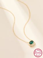 Simple Style Commute Oval Sterling Silver 18k Gold Plated Zircon Pendant Necklace In Bulk main image 1