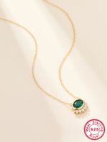 Simple Style Commute Oval Sterling Silver 18k Gold Plated Zircon Pendant Necklace In Bulk main image 3
