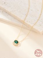 Simple Style Commute Oval Sterling Silver 18k Gold Plated Zircon Pendant Necklace In Bulk sku image 1