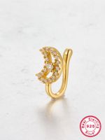 1 Piece Simple Style Moon Plating Inlay Sterling Silver Zircon 18k Gold Plated Ear Cuffs main image 1