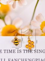 1 Pair Cute Honeycomb Bee Inlay Alloy Artificial Gemstones Drop Earrings main image 2
