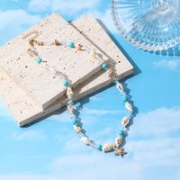 Beach Starfish Conch Alloy Turquoise Glass Beaded Women's Bracelets sku image 4