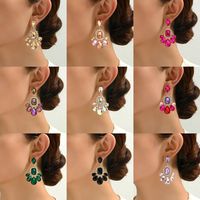 1 Pair Elegant Luxurious Lady Water Droplets Inlay Zinc Alloy Glass Dangling Earrings main image 1