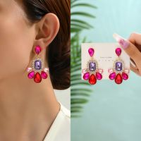 1 Pair Elegant Luxurious Lady Water Droplets Inlay Zinc Alloy Glass Dangling Earrings main image 9