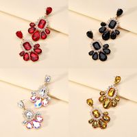 1 Pair Elegant Luxurious Lady Water Droplets Inlay Zinc Alloy Glass Dangling Earrings main image 4