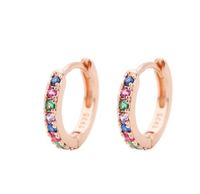 Fashion Round Brass Inlay Zircon Hoop Earrings 1 Pair sku image 58