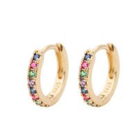 Fashion Round Brass Inlay Zircon Hoop Earrings 1 Pair sku image 83