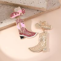 1 Pair Cowboy Style Hat Boots Inlay Alloy Artificial Rhinestones Artificial Pearls Drop Earrings main image 3