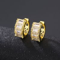 1 Par Elegante Glamour Rectángulo Enchapado Embutido Cobre Circón Chapado En Oro Plateado Aretes sku image 2