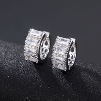 1 Par Elegante Glamour Rectángulo Enchapado Embutido Cobre Circón Chapado En Oro Plateado Aretes sku image 1