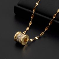 Titanium Steel 18K Gold Plated Casual Simple Style Plating Inlay Round Water Droplets Fox Zircon Pendant Necklace sku image 3