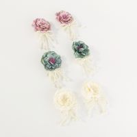 1 Pair Princess Exaggerated Sweet Flower Bow Knot Handmade Imitation Pearl Cloth Fabric Ear Studs main image 5