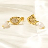 1 Pair Vintage Style Irregular Plating Inlay Freshwater Pearl Copper Zircon 18k Gold Plated Drop Earrings main image 1