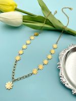 304 Stainless Steel Gold Plated Princess Cute Simple Style Enamel Plating Flower main image 3