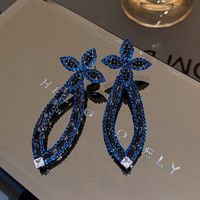 Fashion Heart Shape Flower Butterfly Alloy Inlay Artificial Crystal Zircon Earrings sku image 28