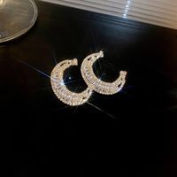 Fashion Heart Shape Flower Butterfly Alloy Inlay Artificial Crystal Zircon Earrings sku image 7