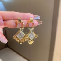 Fashion Heart Shape Flower Butterfly Alloy Inlay Artificial Crystal Zircon Earrings sku image 4