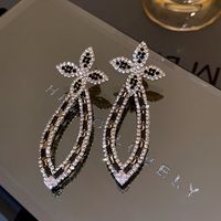 Fashion Heart Shape Flower Butterfly Alloy Inlay Artificial Crystal Zircon Earrings sku image 58