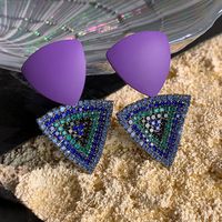 Fashion Heart Shape Flower Butterfly Alloy Inlay Artificial Crystal Zircon Earrings sku image 10