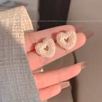 Sweet Heart Shape Flower Alloy Rhinestones Women's Drop Earrings 1 Pair sku image 6