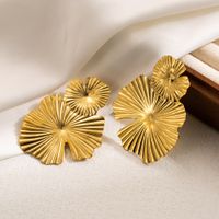 1 Pair Ig Style Leaves Flower Ginkgo Leaf Plating Stainless Steel Drop Earrings main image 4