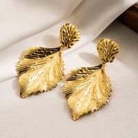 1 Pair Ig Style Leaves Flower Ginkgo Leaf Plating Stainless Steel Drop Earrings sku image 2