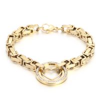 Titanium Steel 18K Gold Plated Elegant Plating Inlay Round Heart Shape Artificial Diamond Bracelets Necklace sku image 3