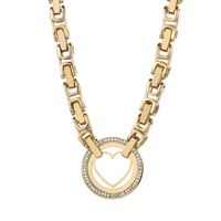 Titanium Steel 18K Gold Plated Elegant Plating Inlay Round Heart Shape Artificial Diamond Bracelets Necklace sku image 4