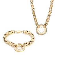 Titanium Steel 18K Gold Plated Elegant Plating Inlay Round Heart Shape Artificial Diamond Bracelets Necklace sku image 6