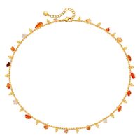 Ethnic Style Solid Color Artificial Crystal Copper Plating Chain Necklace sku image 1
