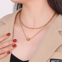 Stainless Steel Titanium Steel 18K Gold Plated Modern Style Plating Heart Shape Layered Necklaces main image 3