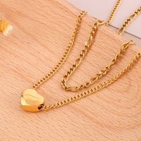 Stainless Steel Titanium Steel 18K Gold Plated Modern Style Plating Heart Shape Layered Necklaces main image 2