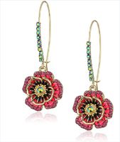 1 Pair Shiny Flower Plating Inlay Alloy Zircon Drop Earrings sku image 1