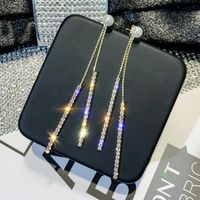 1 Pair Elegant Shiny Tassel Plating Inlay Alloy Artificial Diamond Drop Earrings main image 5