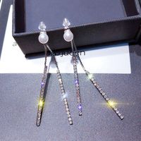 1 Paar Elegant Glänzend Quaste Überzug Inlay Legierung Künstlicher Diamant Tropfenohrringe main image 4