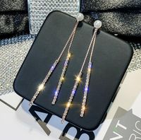 1 Pair Elegant Shiny Tassel Plating Inlay Alloy Artificial Diamond Drop Earrings sku image 3