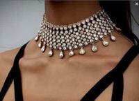 Glamour Brillant Les Gouttelettes D'eau Alliage Incruster Gemme Femmes Collier Ras De Cou main image 6