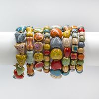 Retro Ethnischer Stil Runden Bunt Keramik Perlen Frau Armbänder main image 1