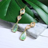 1 Pair Elegant Water Droplets Inlay Alloy Artificial Gemstones Drop Earrings main image 5