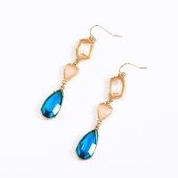 1 Pair Elegant Water Droplets Inlay Alloy Artificial Gemstones Drop Earrings main image 3