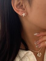 1 Pair Simple Style Starfish Plating Sterling Silver Ear Studs main image 5
