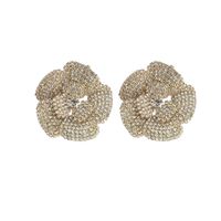 1 Pair Elegant Lady Streetwear Flower Rhinestone Ear Studs sku image 1